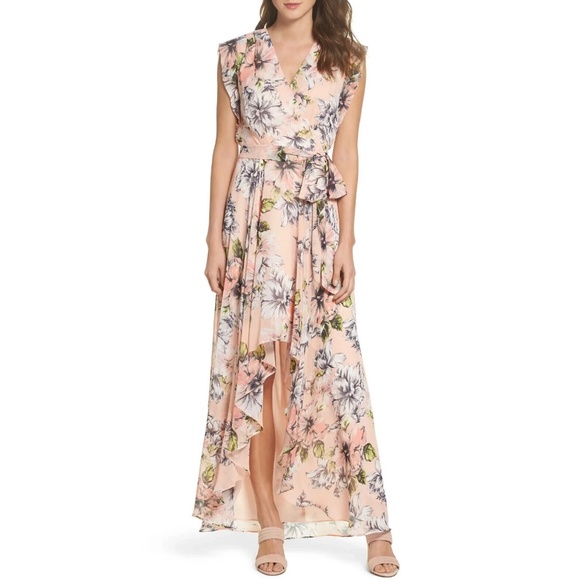Eliza J Dresses & Skirts - Eliza J Floral Ruffle High Low Dress Blush Size 14